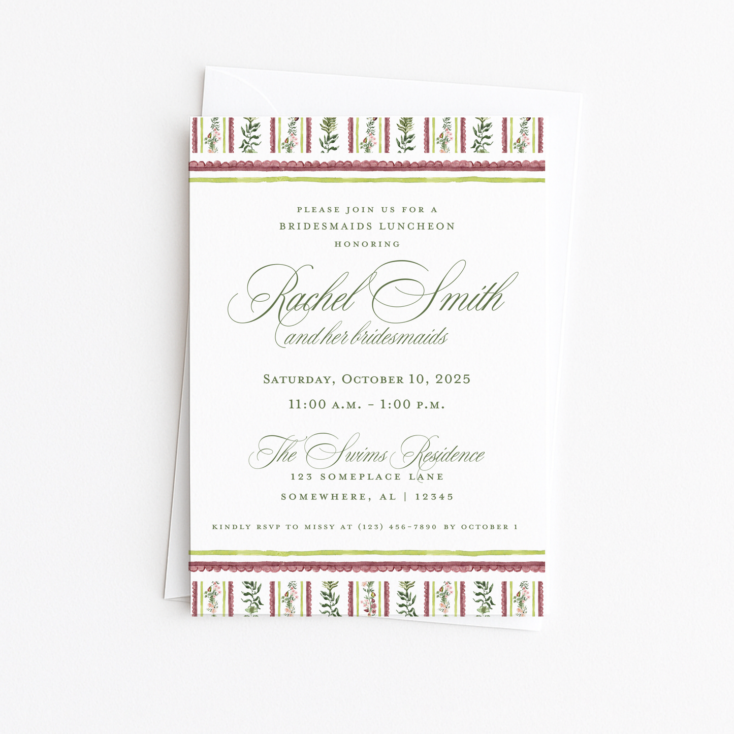 Maroon Floral Bridal Shower Invitation