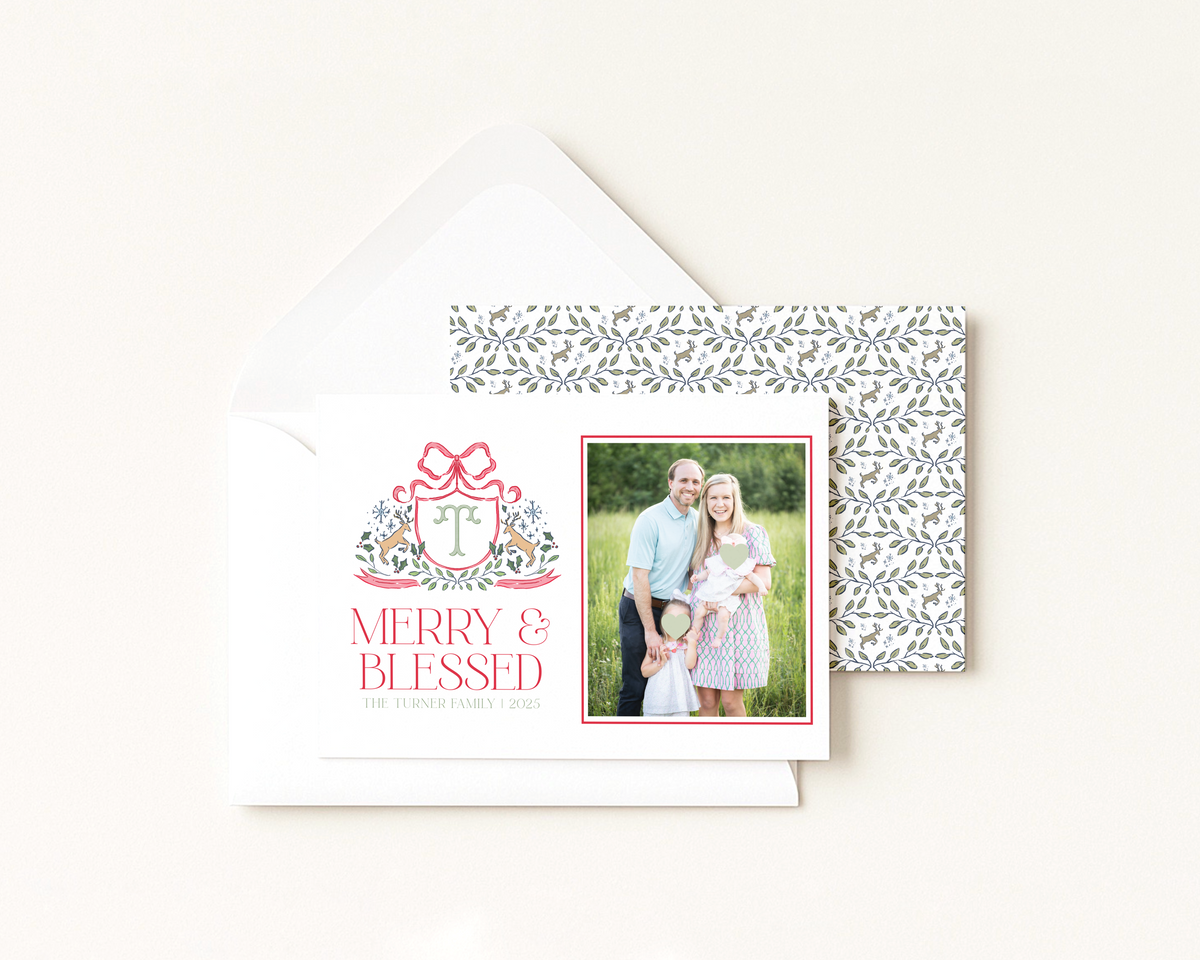 Red Reindeer Monogram Horizontal