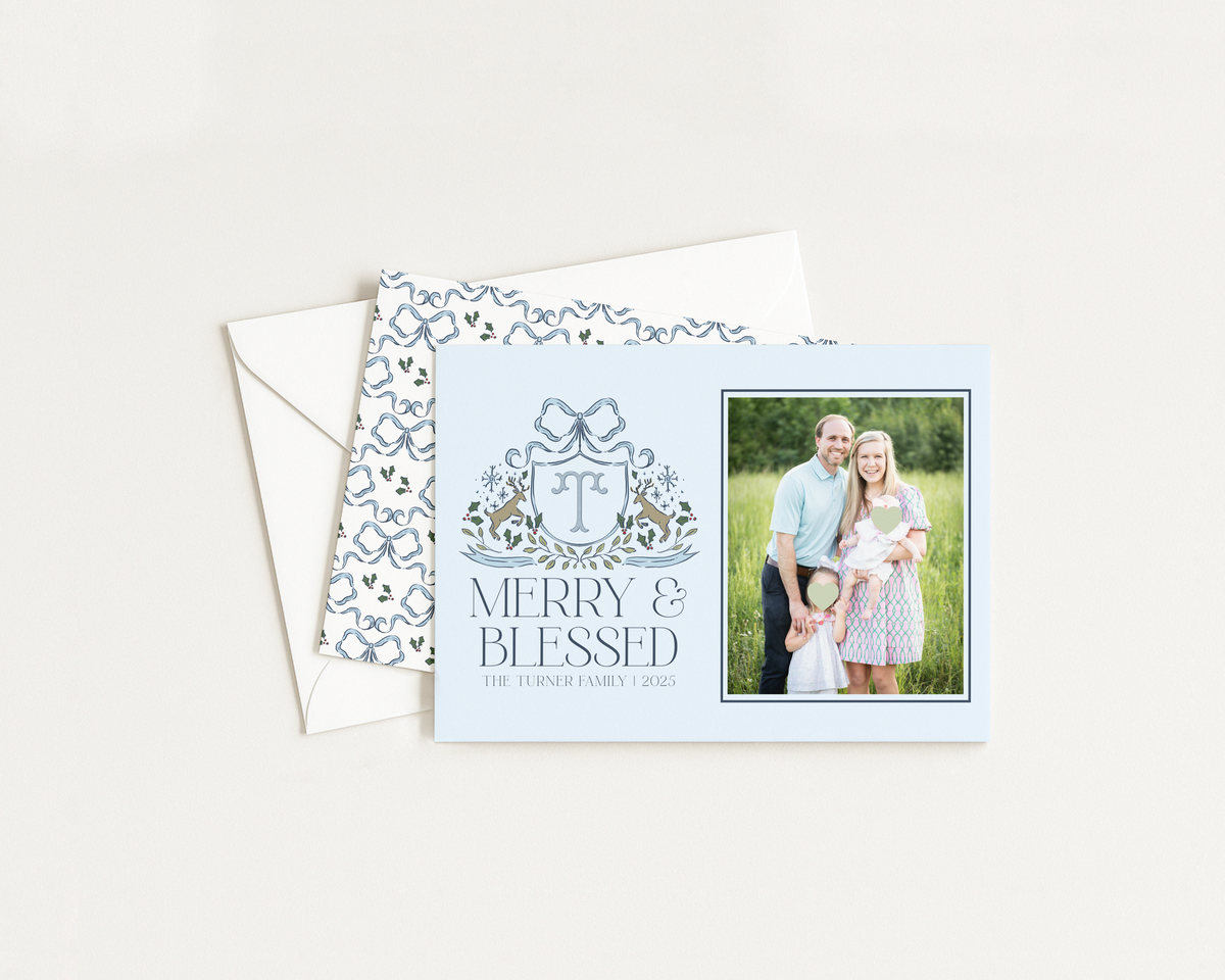 Blue Reindeer Monogram Horizontal