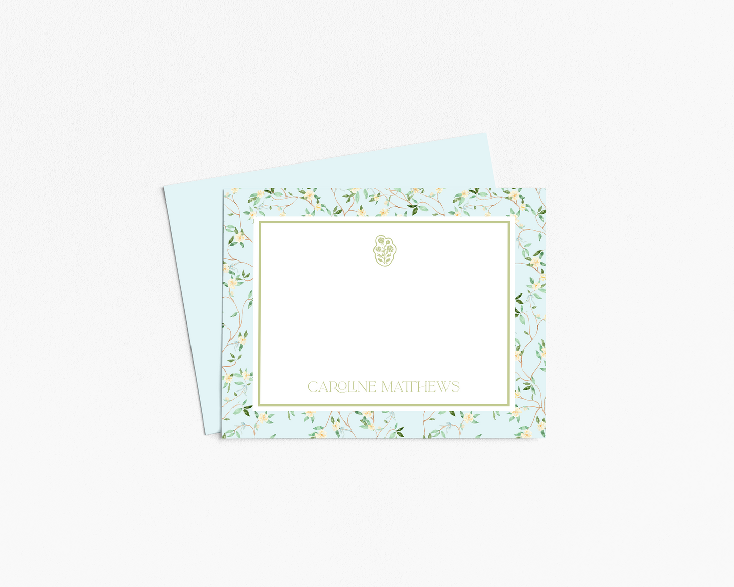 Blue Floral Stationery