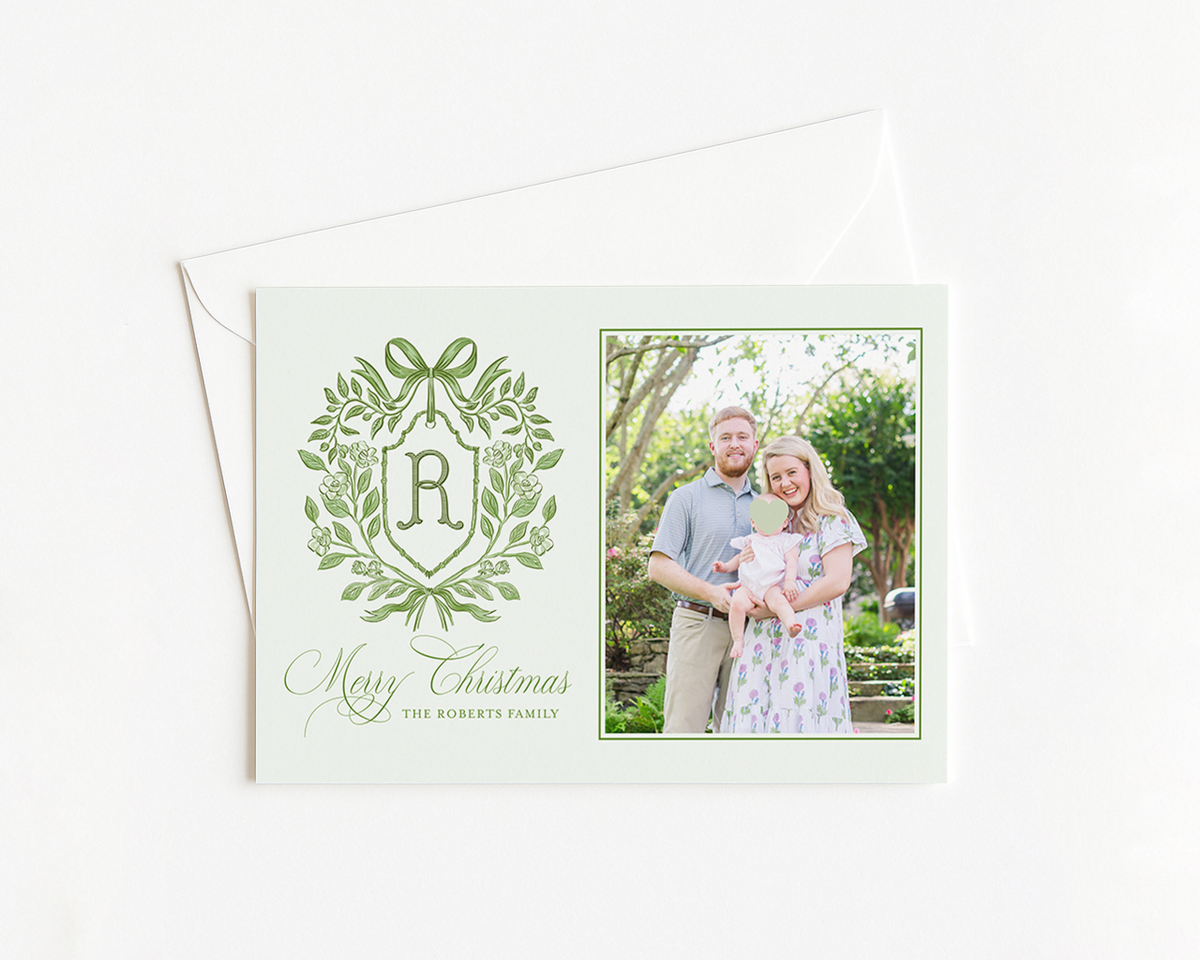 Green Monochromatic Monogram Crest Horizontal