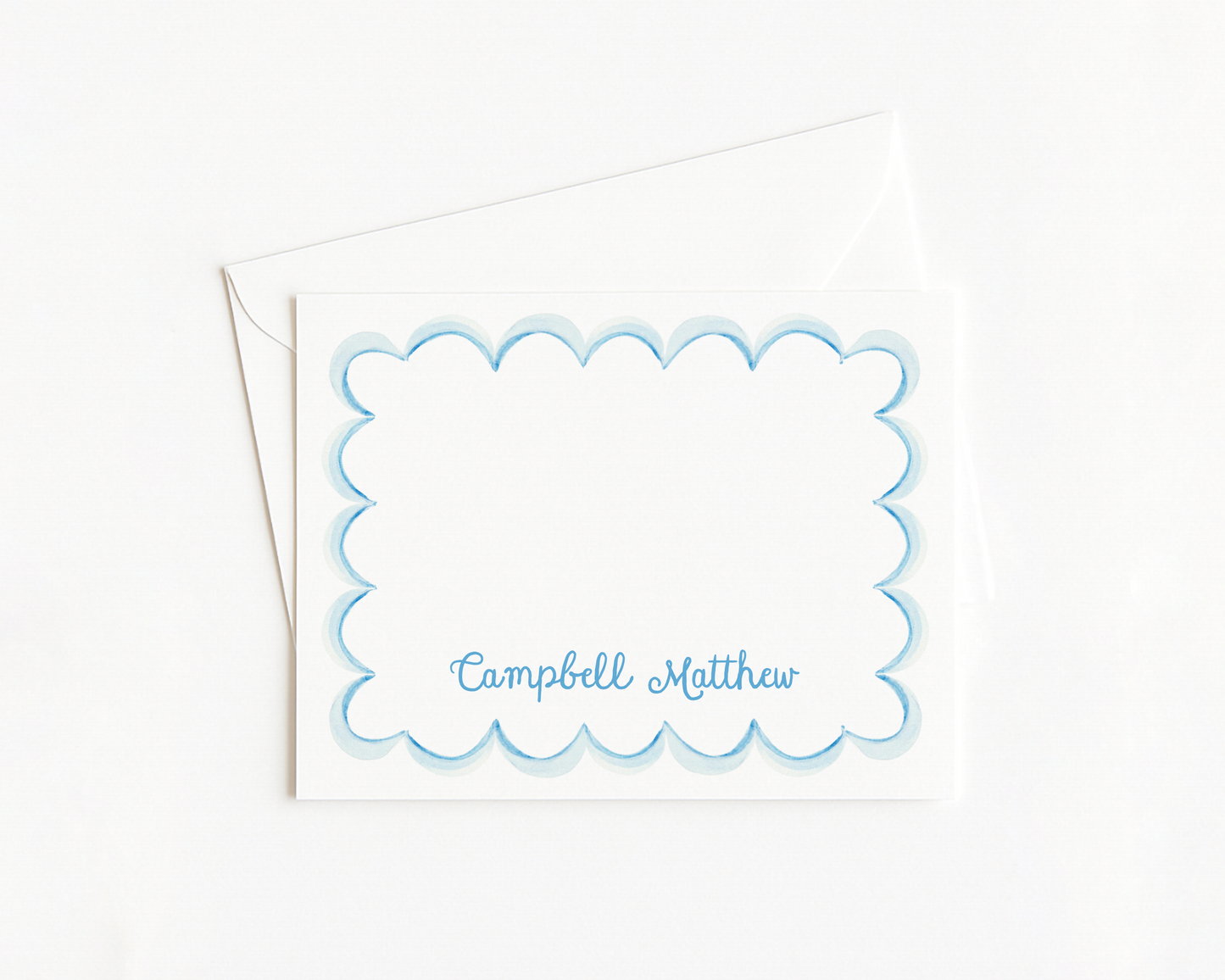 Blue Wavy Scallop Stationery