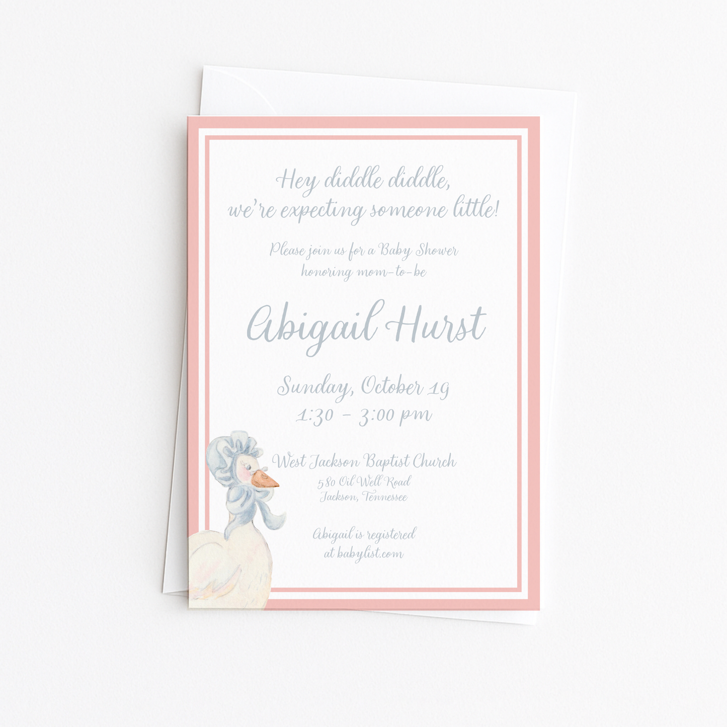 Pink Mother Goose Baby Shower Invitation #3