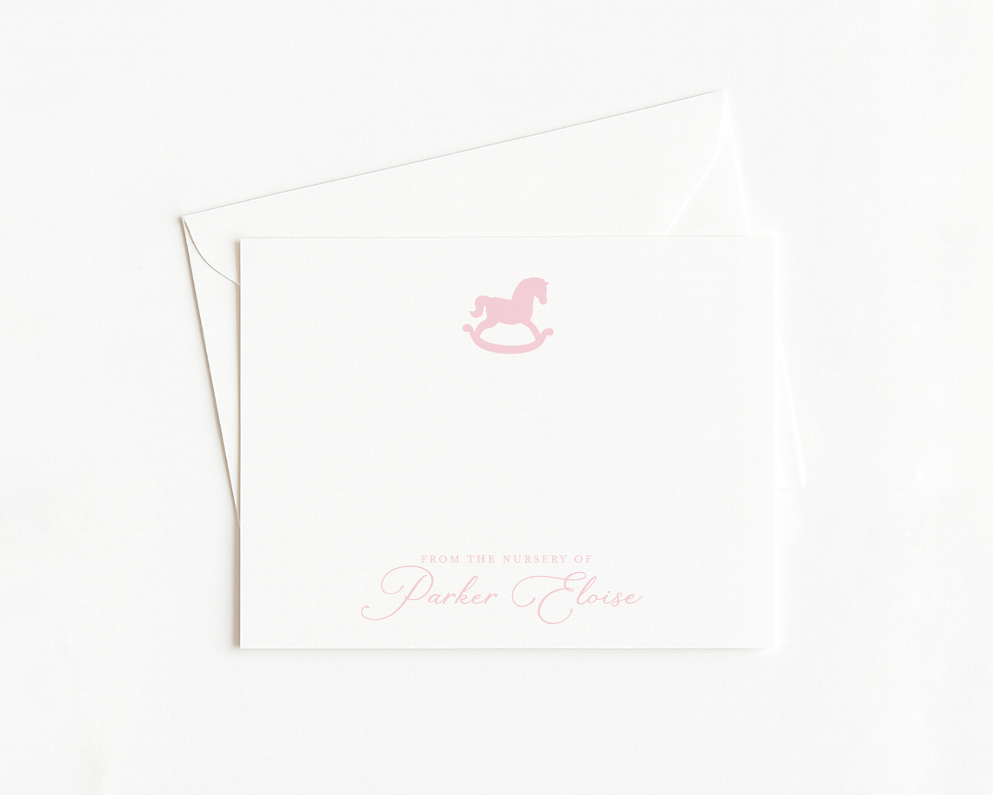 Pink Rocking Horse Baby Stationery