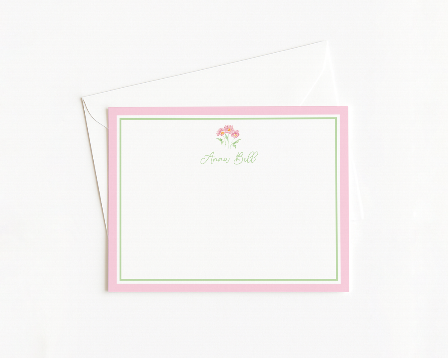 Pink and Green Floral Stationery