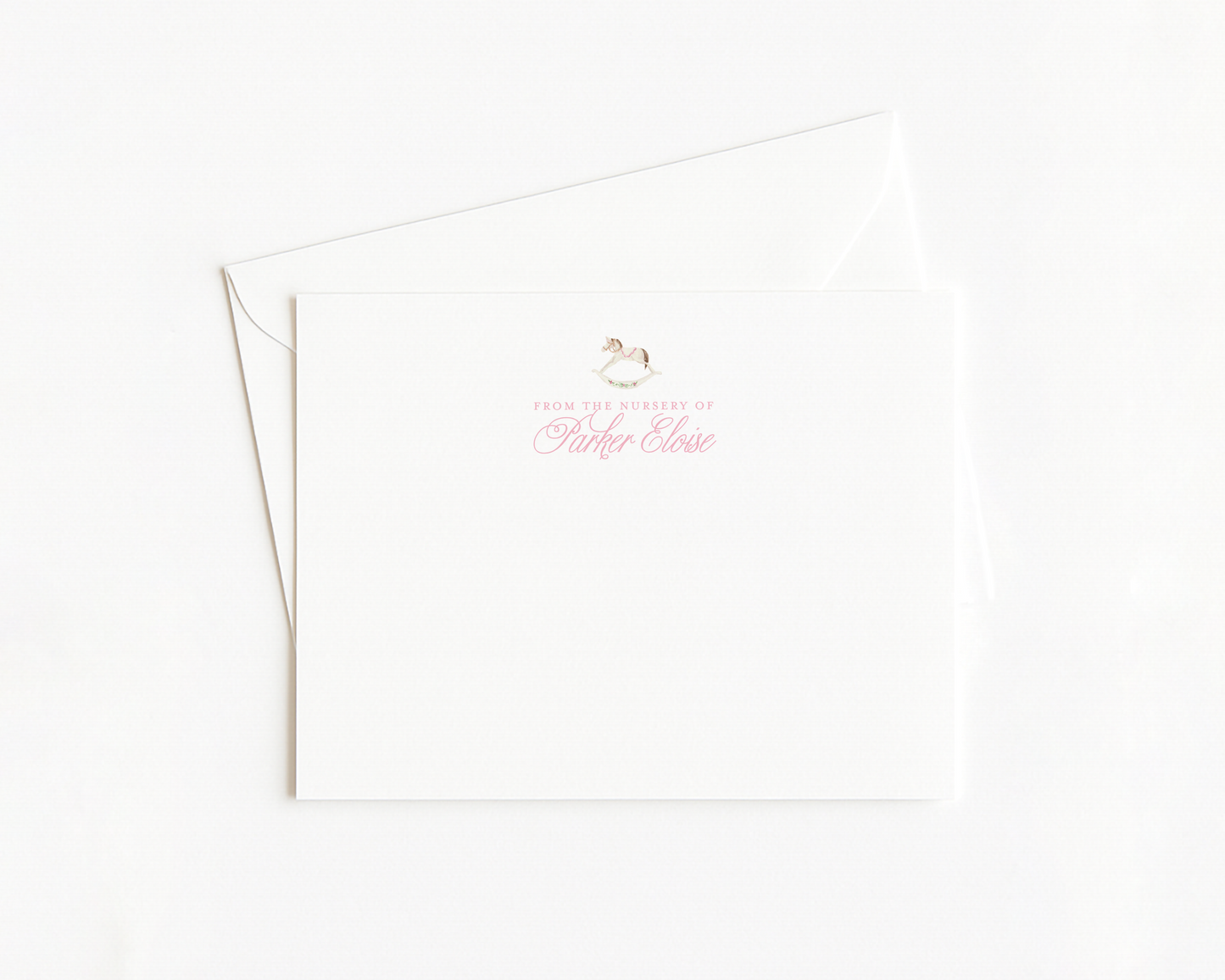 Pink Rocking Horse Baby Stationery