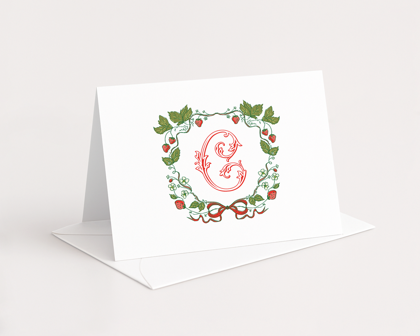 Folded Strawberry Crest Stationery