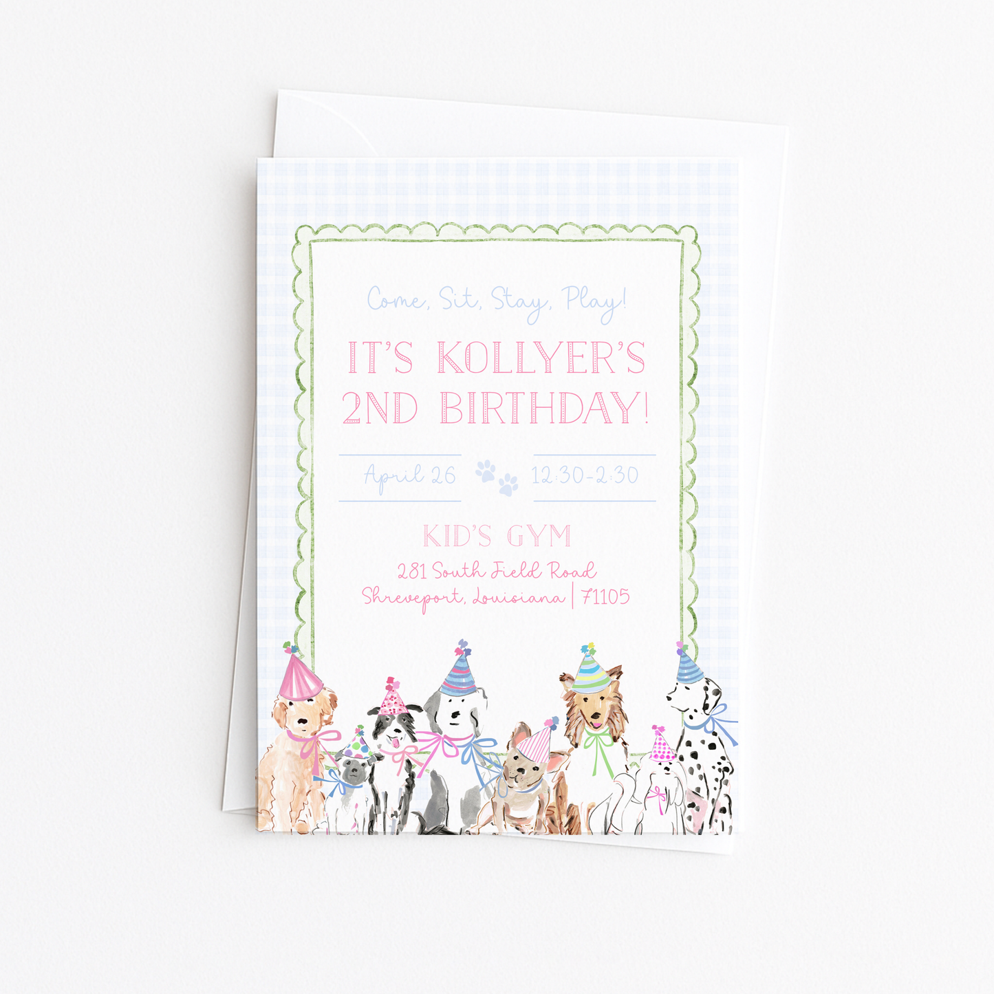 Come, Sit, Stay, Play - Multi Puppies Invitation