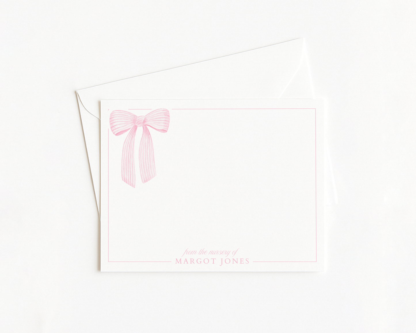 Pink Bow Border Stationery