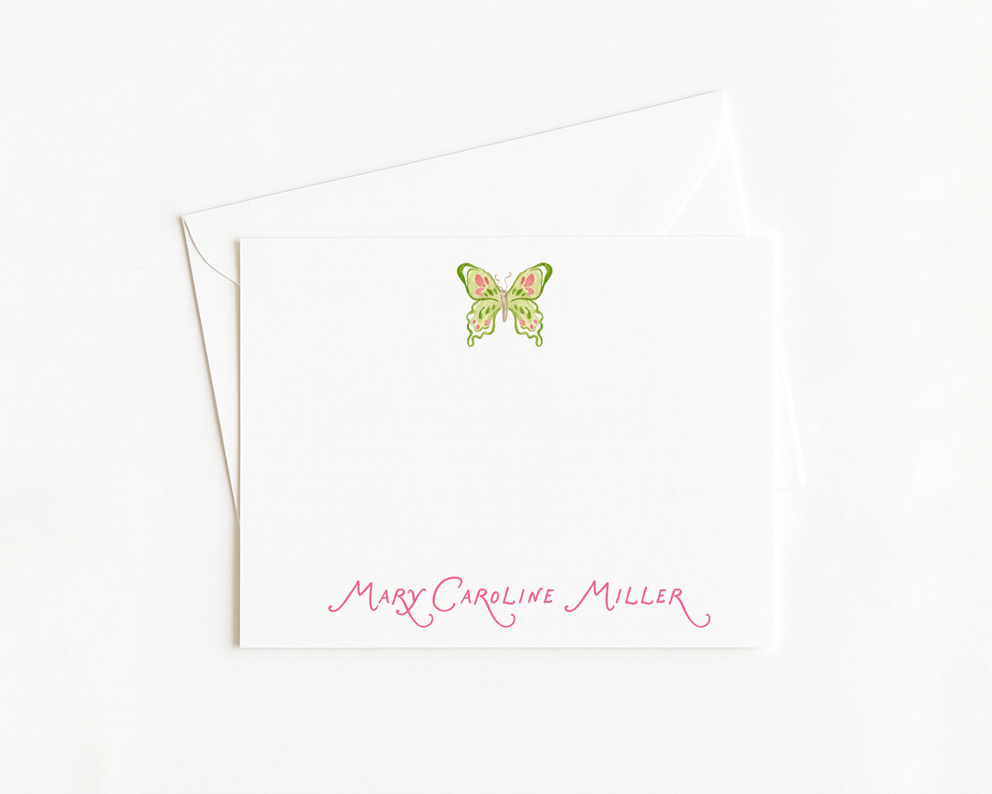Green & Pink Floral Stationery