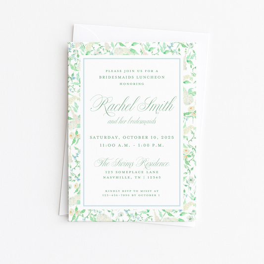 Green Floral Bridal Shower Invitation