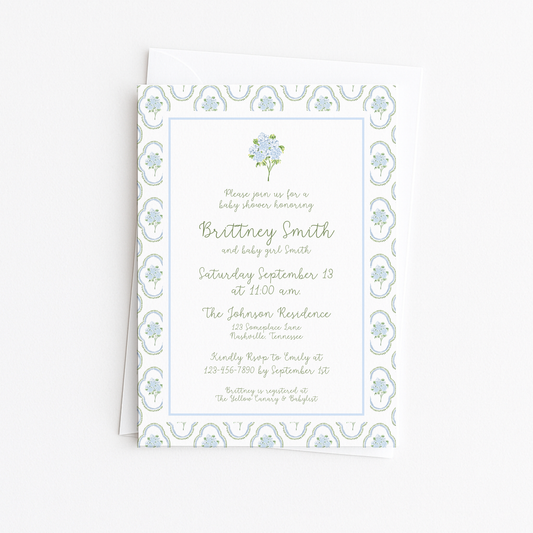 Hydrangea Border Baby Shower Invitation