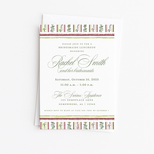 Maroon Floral Bridal Shower Invitation