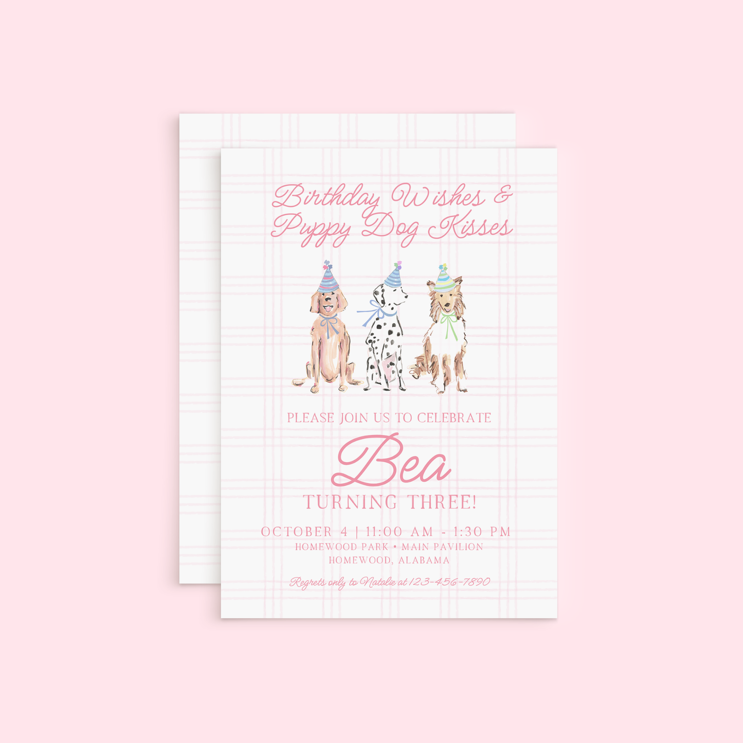 Puppy Dog Wishes Invitation - Pink