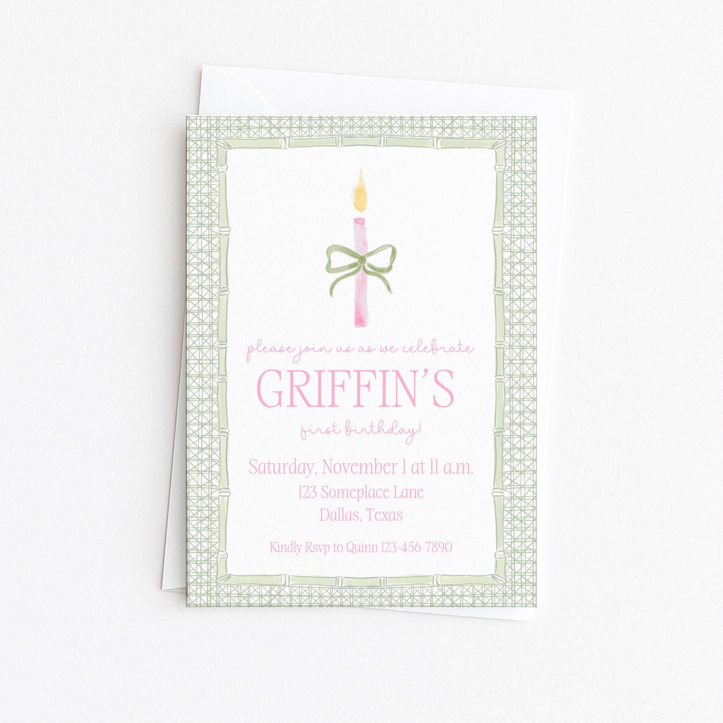 One Little Candle Invitation