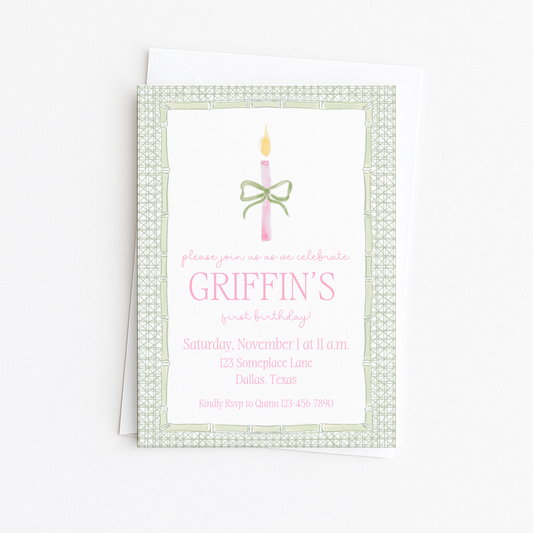 One Little Candle Invitation