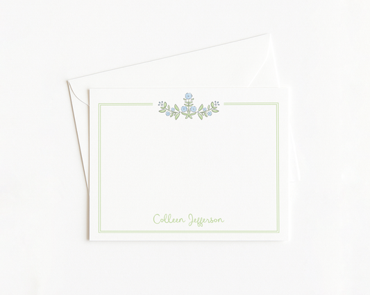 Blue & Green Floral Stationery