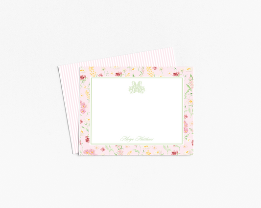 Pink Monogram Floral Stationery