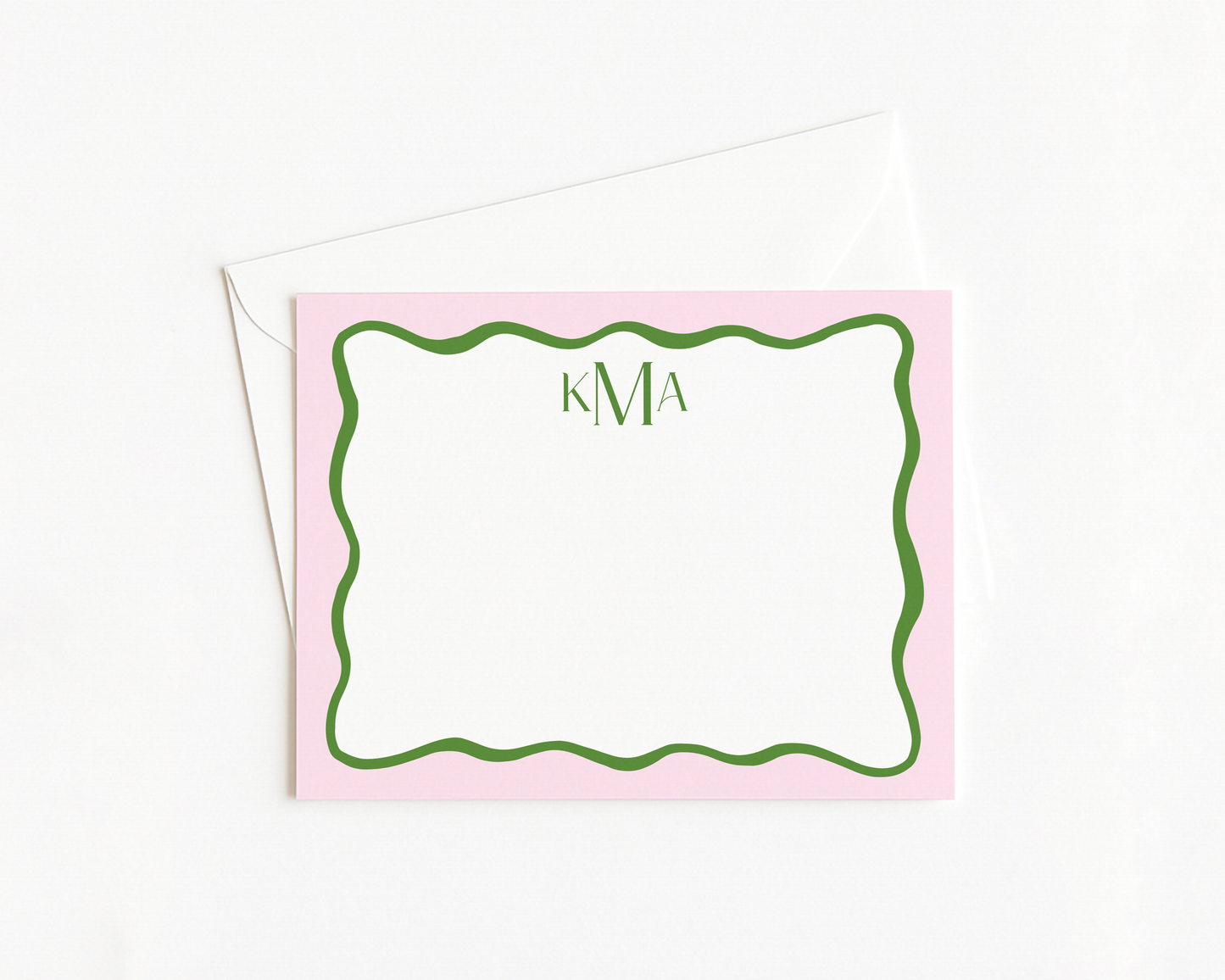 Pink Wavy Monogram Stationery