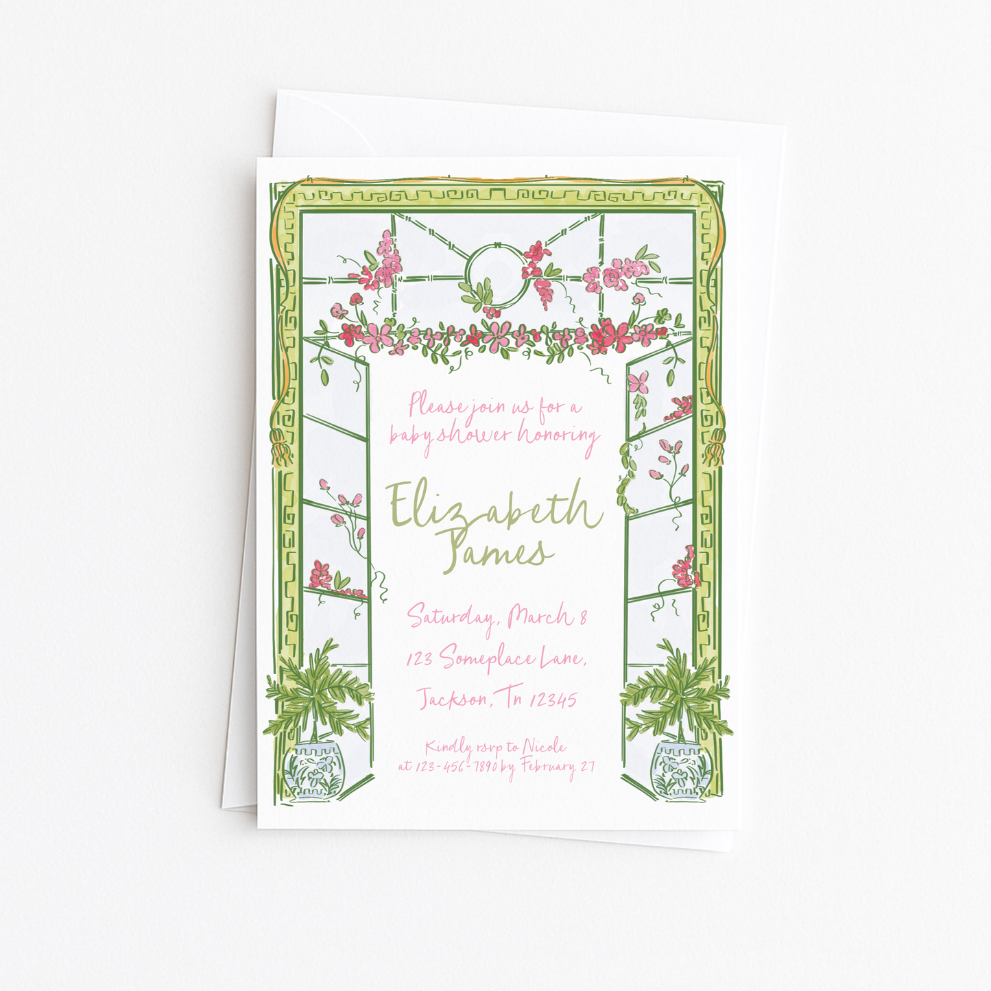 Floral Lattice Baby Shower Invitation