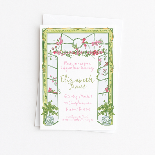 Floral Lattice Baby Shower Invitation