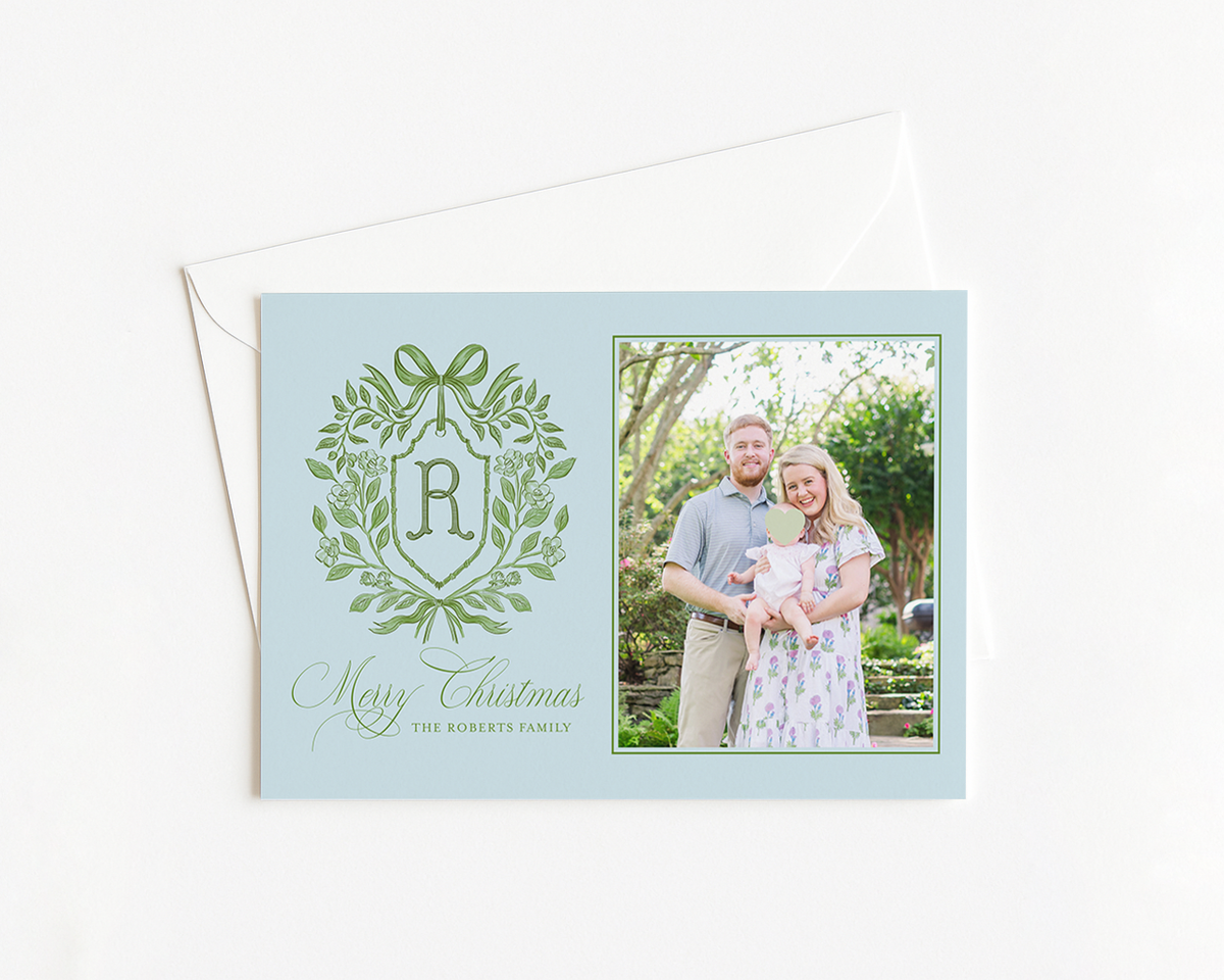 Green & Teal Monogram Crest Horizontal
