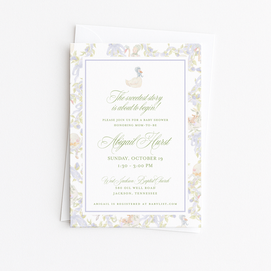 Lavender Mother Goose Baby Shower Invitation