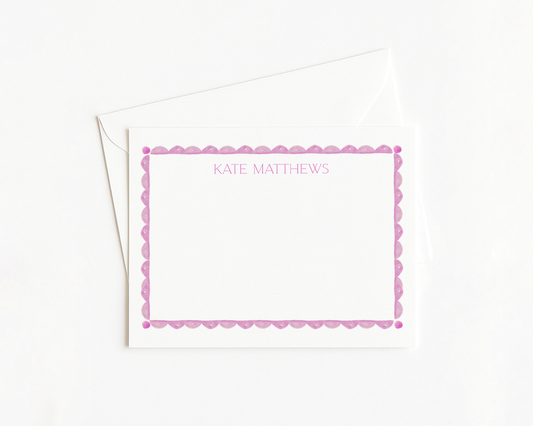 Purple Wavy Scallop Stationery