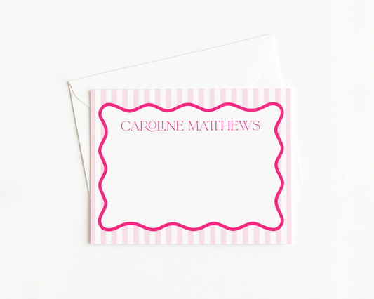 Pink Wavy Stripes Stationery