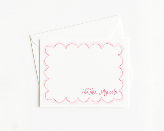 Pink Wavy Scallop Stationery