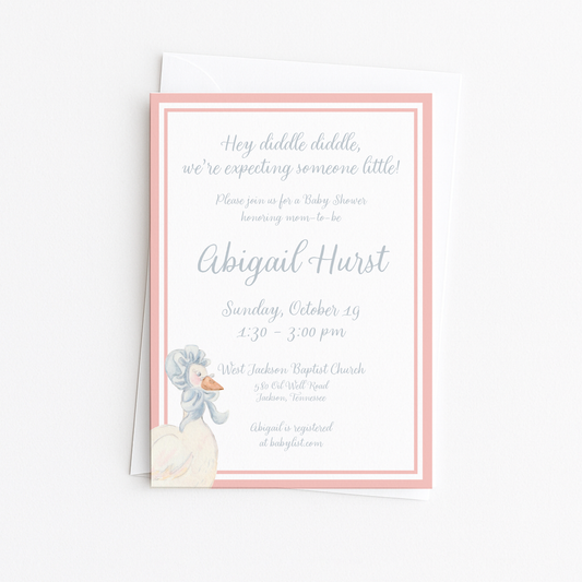 Pink Mother Goose Baby Shower Invitation #3