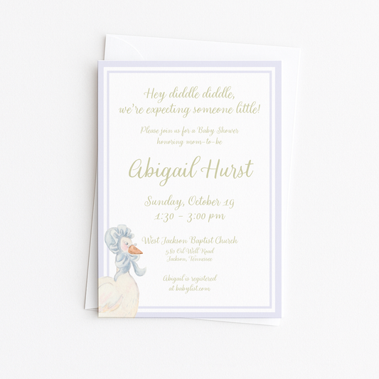 Lavender Mother Goose Baby Shower Invitation #3