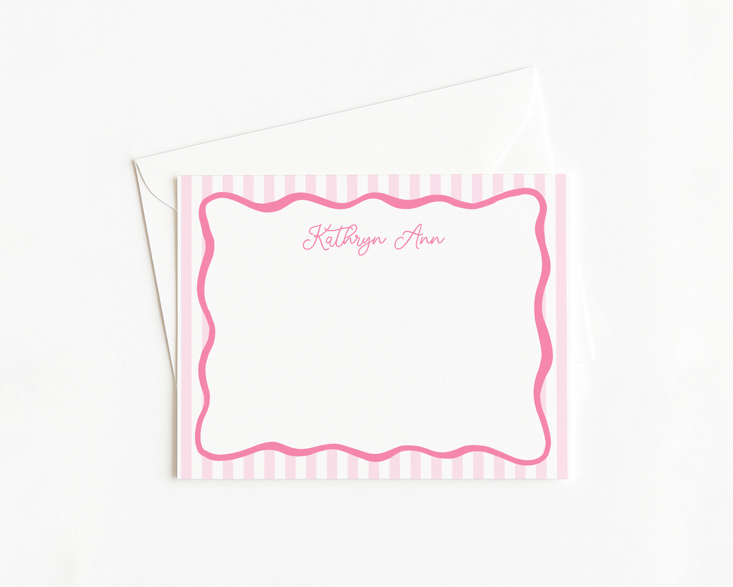 Pink Wavy Scallop Stationery