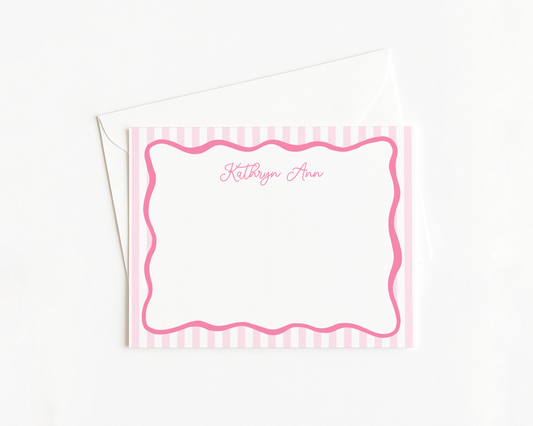 Pink Wavy Scallop Stationery