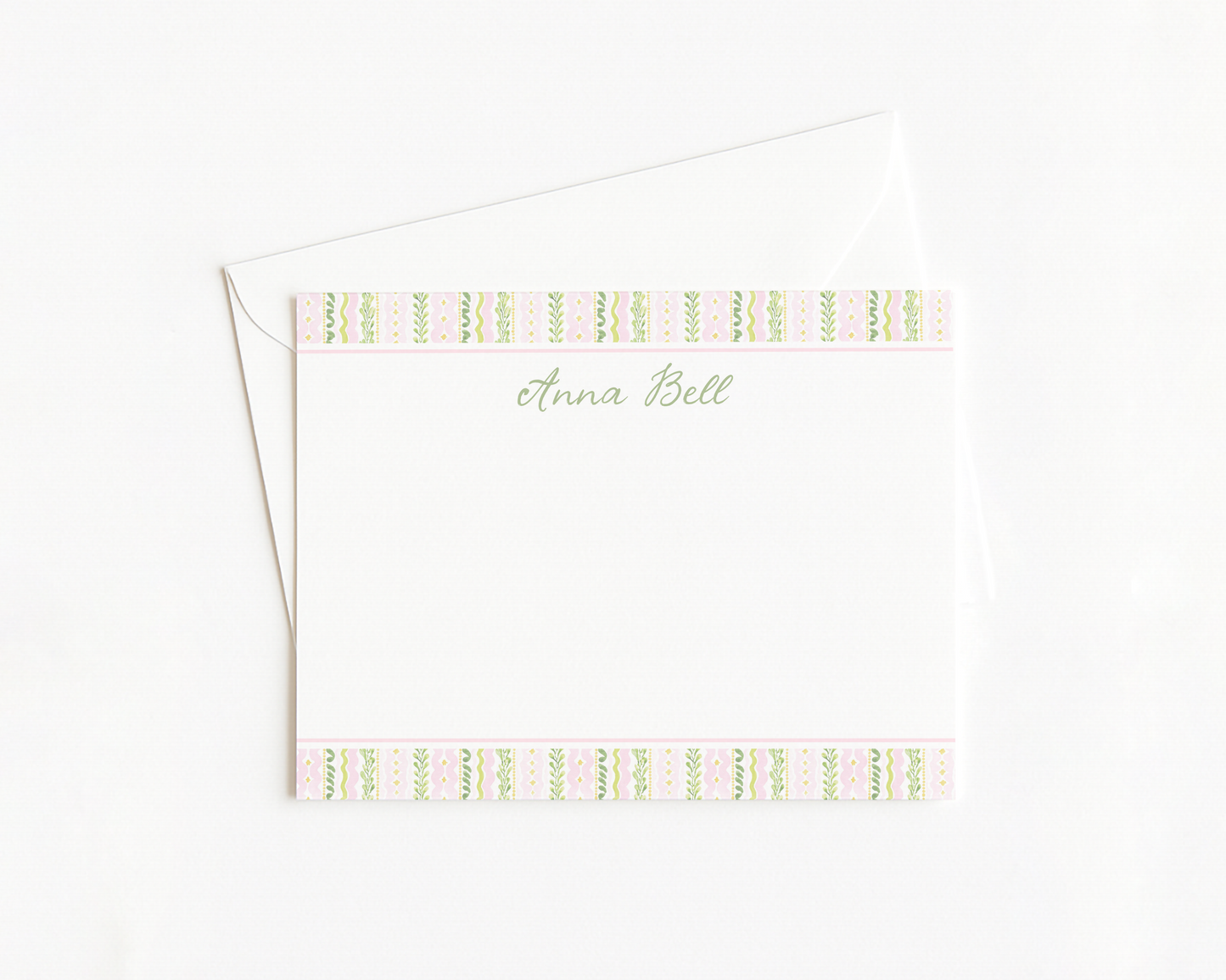 Pink and Green Floral Stationery