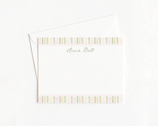 Pink and Green Floral Stationery