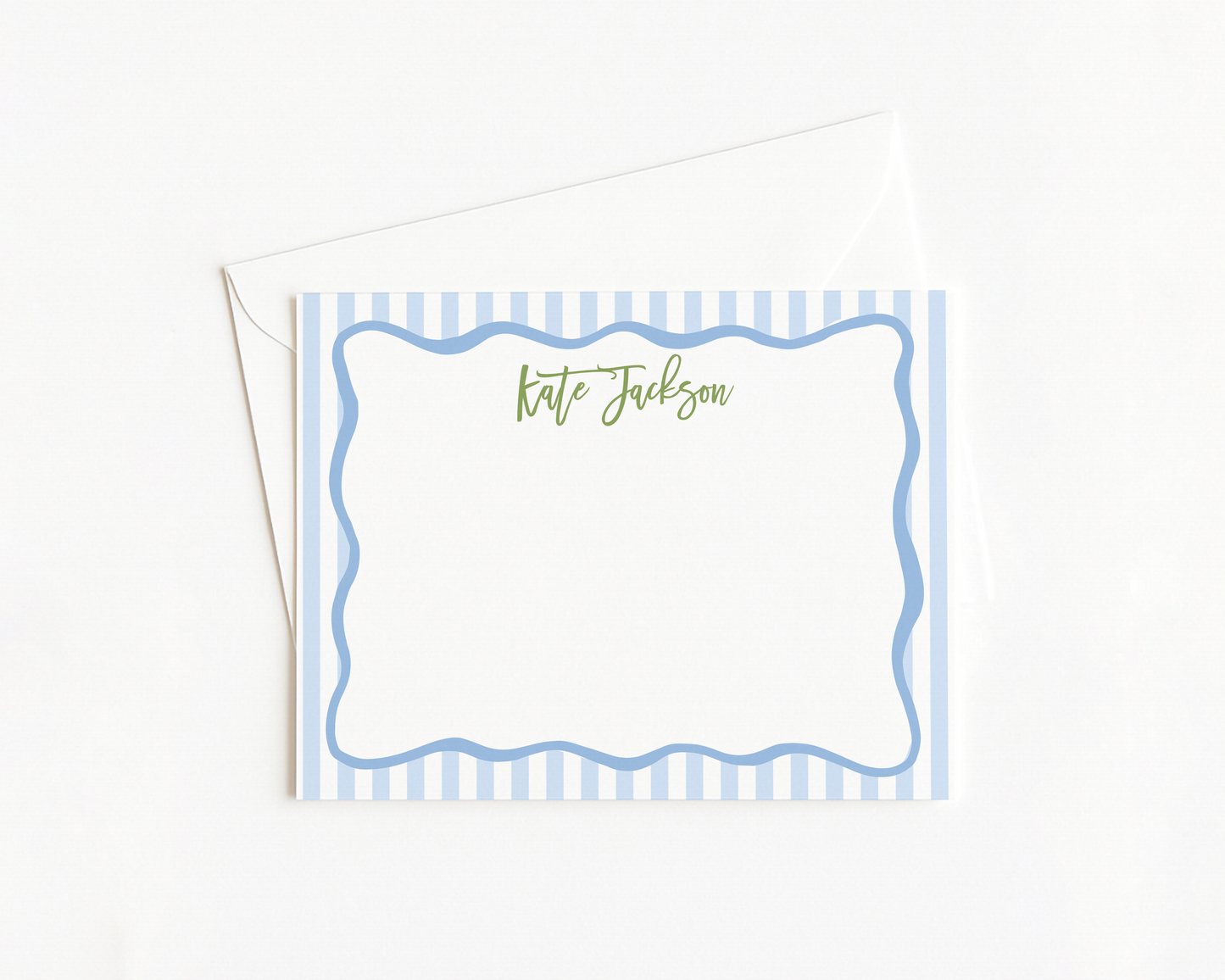 Blue Wavy Scallop Stationery