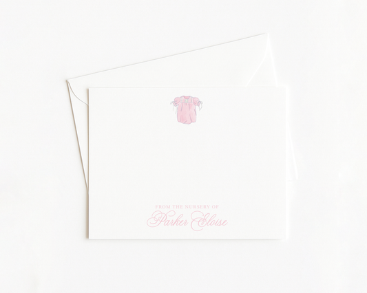 Pink Heirloom Bubble Baby Stationery