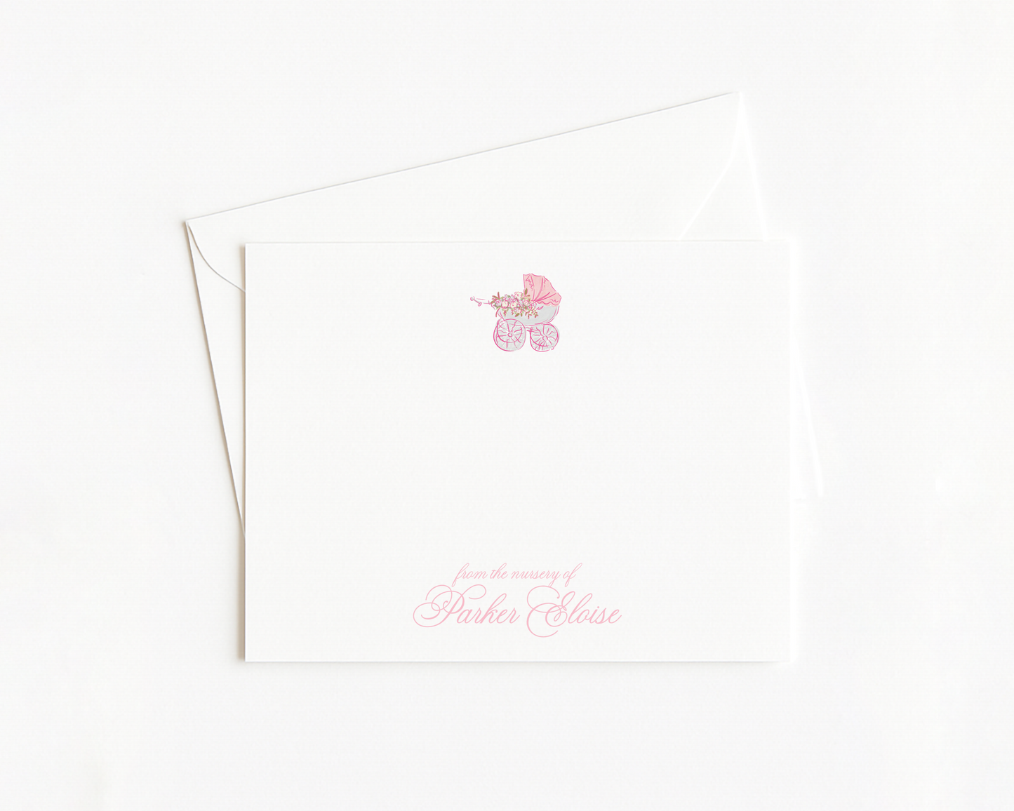 Pink Pram Baby Stationery