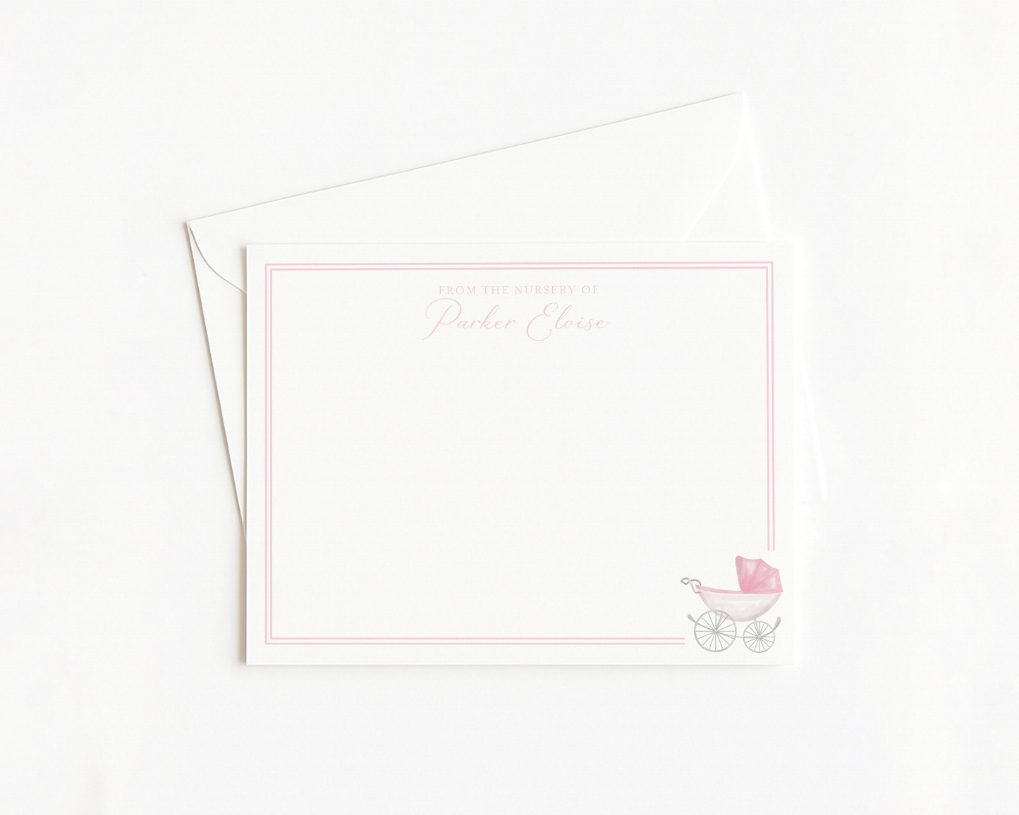 Pink Pram Baby Stationery