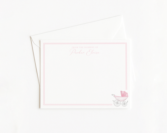 Pink Pram Baby Stationery
