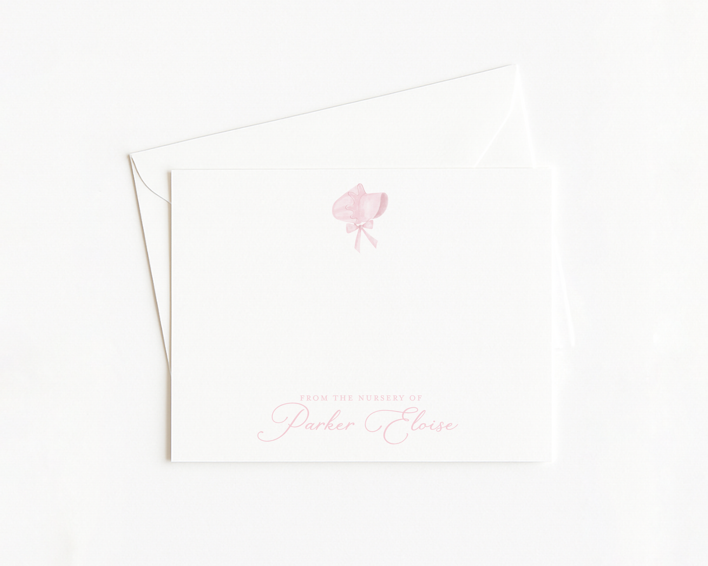 Pink Bonnet Baby Stationery