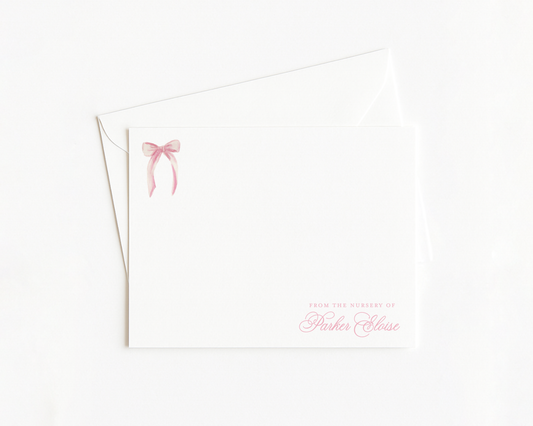 Pink Bow Baby Stationery