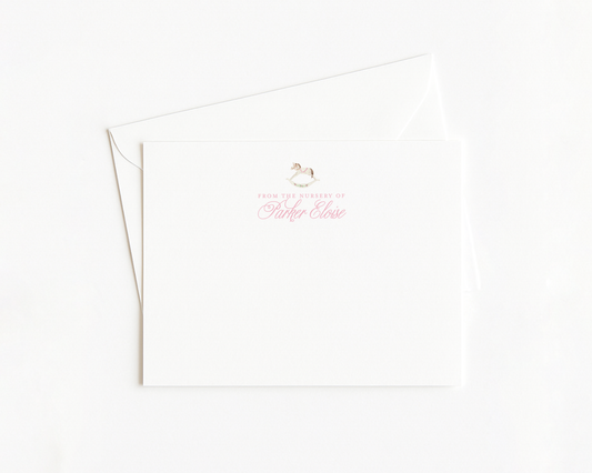 Pink Rocking Horse Baby Stationery