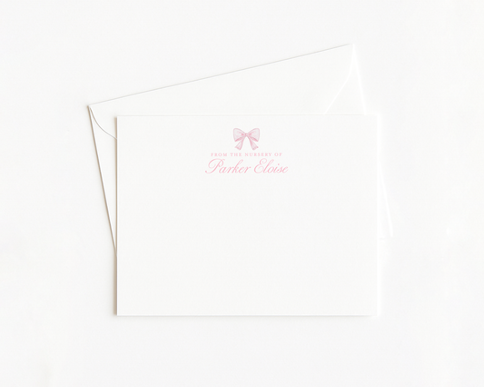 Pink Bow Baby Stationery