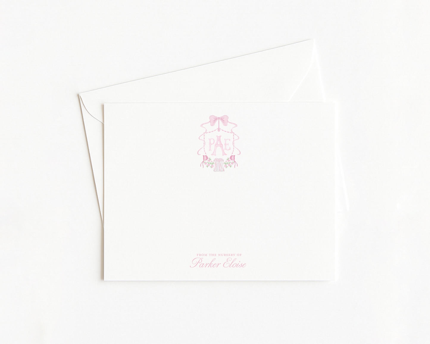 Pink Crest Baby Stationery