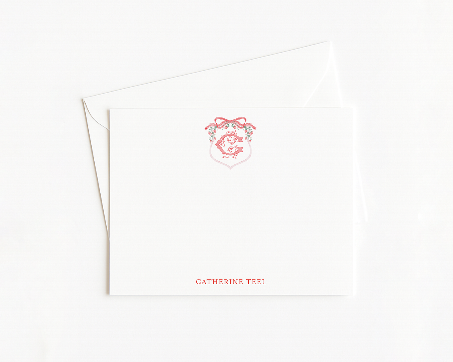 Strawberry Crest Monogram Stationery