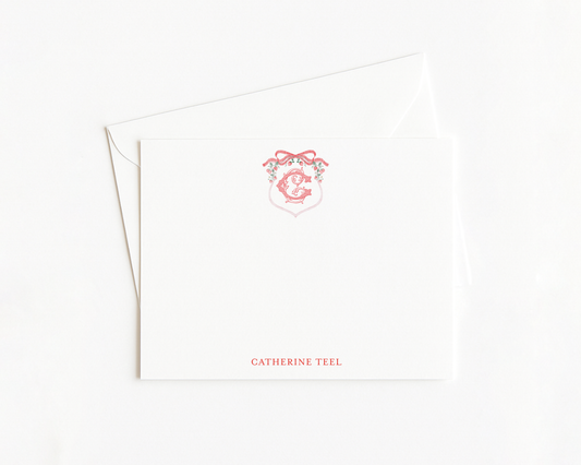 Strawberry Crest Monogram Stationery