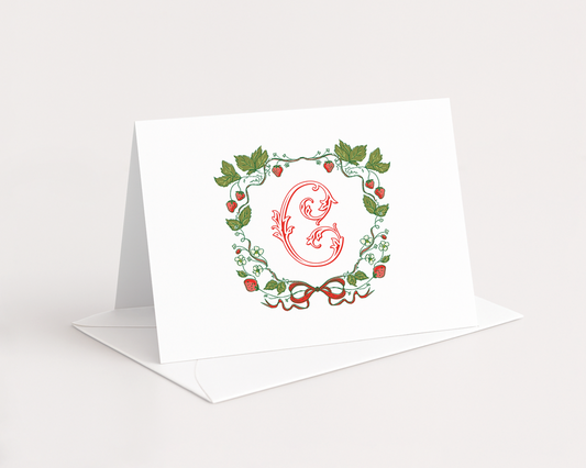 Folded Strawberry Crest Stationery