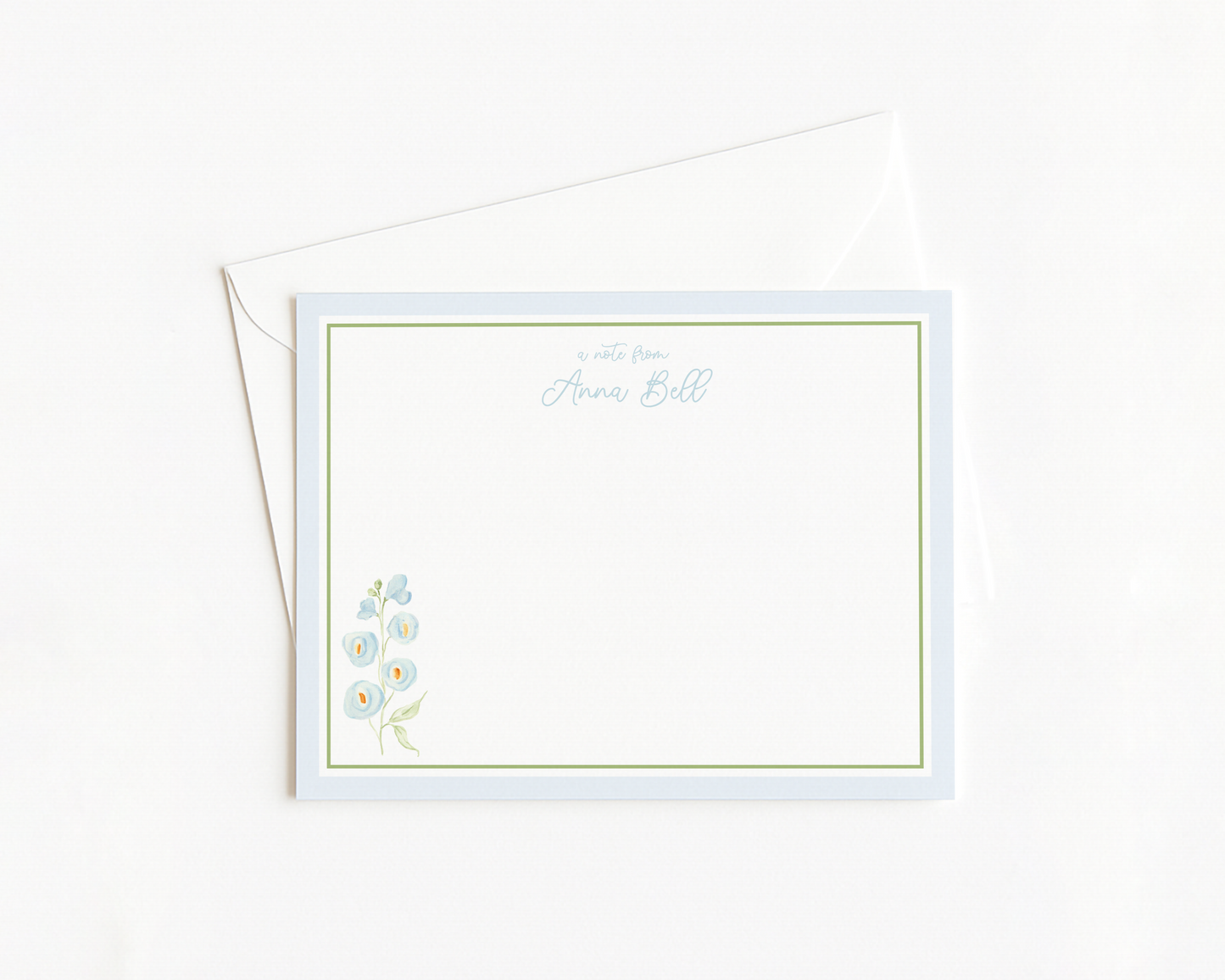 Blue and Green Floral Stationery